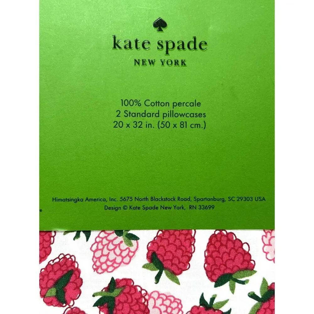 Kate Spade New York Raspberries Standard Pillow Cases NIP 100% Cotton *READ*